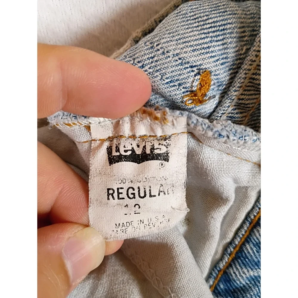 Vintage 90s Levis 550 Boys 12 Light Wash Blue Orange Tab Relaxed Tapered Jeans